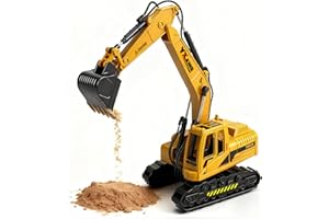 Hymaz Metal ABS Diecast Digger Toys, Construction Model Excavator Toy, Realistic Diggers Machine Truck Toy for Boys Girls Kids Ages 3 4 5 6 Christmas Birthday Gifts