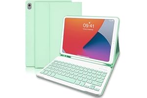 LIELAX Case with Keyboard for iPad 9 Generation 10.2 inch, (UK Layout) Keyboard Case for iPad 9th Generation 2021 / 8th Gen 2020 / 7th Gen 2019 with Pencil Holder，Keyboard for iPad 9th Generation 10.2, Green