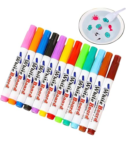 Bolígrafo Mágico De Pintura Al Agua, Rotuladores Flotantes De Agua De Garabatos, 8/12 Colores, Marcadores Mágicos De Pintura Al Agua Con Cuchara De Cerámica + Marcador De Pizarra Blanca Borrable Para Niños