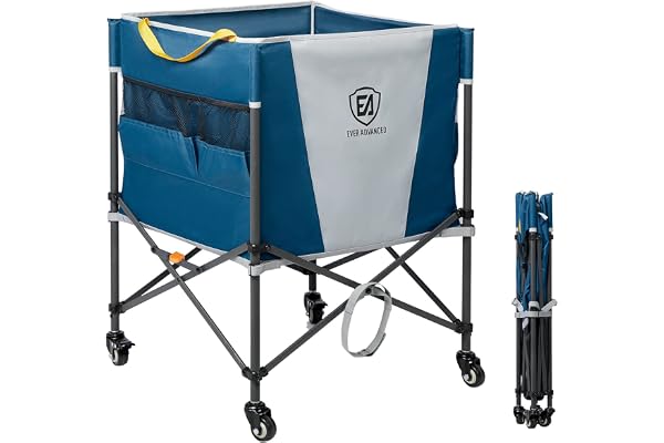 EVER ADVANCED Chariot de Rangement pour balles à Rouler avec Roues verrouillables, 83,8 x 57,9 cm, Pliable pour Garage, équipement Sportif pour Volley-Ball, Basket-Ball, Tennis, Rangement de Jouets