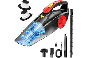 CFEN Aspirador de Mano sin Cable Potente, Aspirador Coche Portátil 9000 Pa con Batería Recargable Dos Filtros HEPA Lavable y Reutilizable, Aspiradora de Carga Rápida 75W para Hogar Coche y Mascotas