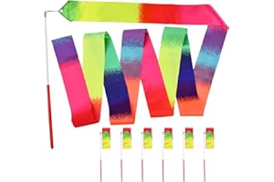 Wisebom 6 sztuk taśm gimnastycznych z prętem, 2 m, dla dzieci, do tańca, rytmicznej gimnastyki sportowej, taśmy do tańca, dla dzieci i dorosłych, do tańca, gimnastyki