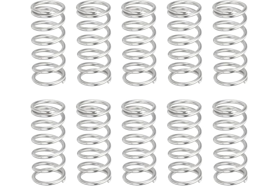 sourcing map 10Pcs Compression Springs, 1mm Wire Diameter x 9mm OD x 20mm Length 304 Stainless Steel Extension Spring Ballpoint Pen Pressure Springs for Shop Home Repairs, Silver