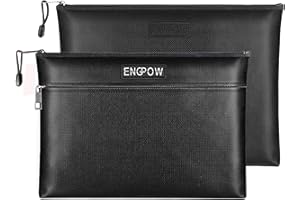 ENGPOW Fireproof Document Bag 2pcs Fireproof and Waterproof Safe Storage Bag Money Bag Foldable Document Organizer Portable File Bag for Document,Money,Bills,Smart Phone,Jewelry,Passport,Certificate