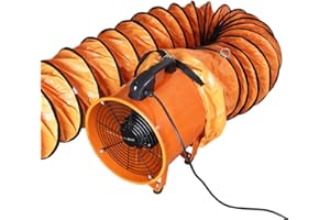 MAXBLAST Industrieventilator Axialventilator Bauventilator Baugebläse Baulüfter Staubabsaugung - 250mm, 6m Kanal Schlauch