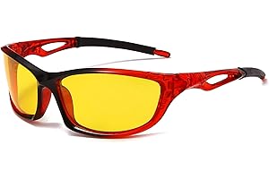 Long Keeper Occhiali da Guida per Uomo Donna Occhiali Lente Gialla per la Visione Notturna Antiriflesso Occhiali Guida Notturna Moda per Guida Corsa Sport