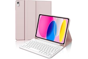 IVEOPPE Teclado iPad 10/11 Generación, Funda Teclado Español Ñ Desmontable Inalámbrico Bluetooth para iPad 10 Generación 2022/11 Generación A16 2025 (10.9/11 Pulgada), Rosa