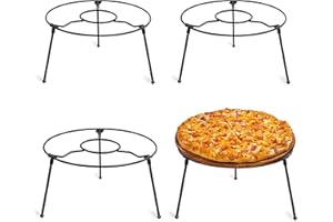 HOHIYA 4 Pcs 9 Inch Pizza Stand Holder Riser Display Serving for Tables Party Restaurant Home Iron Black Taiwan Made
