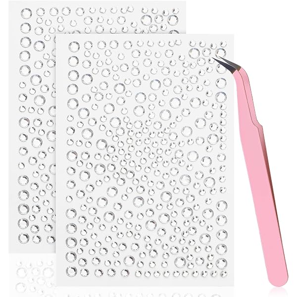Gesichtssteine Aufkleber – 4 Blätter Mit Strass, Selbstklebend, Für Make-up & Basteln