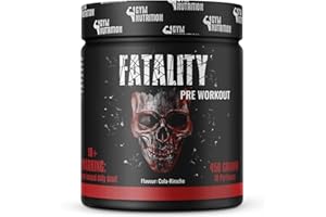 ‎GYM NUTRITION FATALITY - Ultra Hardcore Booster Pre Workout - Pulver - 2023 USA Matrix - Pre Workout Booster Gym - ATP + L-Arginin + Citrullin + Beta Alanin + Koffein 450g Cola Kirsche Geschmack - Fitness Booster