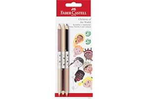 ‎FABER-CASTELL Faber-Castell 116511 - Bicolor Buntstifte Children of the World, verschiedene Hautfarben, skin tones, 3er Set