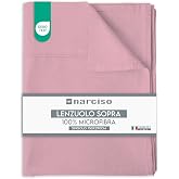 NARCISO Flat Sheet Single 150 x 290 cm, Monochrome Embossed Microfibre Sheet without Corners, Breathable and Hypoallergenic,