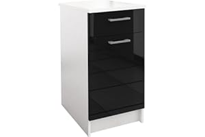 Berlioz Creations bajo Mueble de Cocina 1 cajón + 1 Puerta, Paneles de partículas, Negro, 40 x 60 x 85 cm