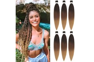 DT CHERYL Capelli Intrecciati Pre allungati Extension 6 Packs 66 cm Capelli Per Treccine Africane Yaki Hair Braid Extension Capelli Sintetici Uncinetto T27/613…