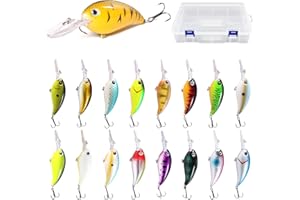 ‎ZAKVOP Angelköder Set 17 Stück, Wobbler Crankbaits mit Köderbox Angeln, Tief Tauchende Wobbler für Hecht, Forellen, Perch, Trout, Sander Angelzubehör Fishing Accessories