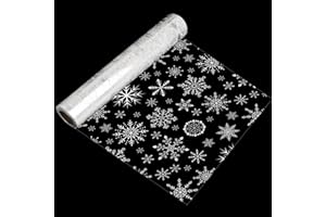 ZALAON Cellophane Wrap Roll - 80CM x 30M Snowflakes Cellophane Wrap Clear Wrapping Paper Roll for Christmas Flowers Hampers Baskets Gifts