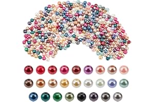 PH PANDAHALL PandaHall - Lot de 400Pcs Perle en Verre Teint Nacre 4mm Perle Rond pour Fabrication de Bijoux Bracelet Collier, Couleur Melangee, Trou: 0.5mm