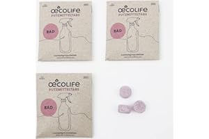 ‎ŒCOLIFE oecolife Badreiniger Putzmittel Tabs, 9x Reiniger fürs Badezimmer, plastikfrei, vegan, biologisch abbaubar, entfernt Kalk & Seifenreste
