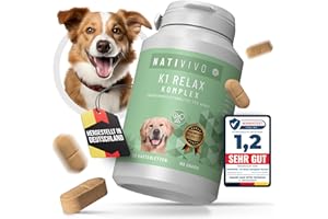 ‎NATIVIVO NatiVivo K1 Relax Komplex Beruhigungsmittel für Hunde mit L-Tryptophan Baldrian Hanfsamenöl. Entspannung bei Angst, Stress & auf Reisen - Unterstützt Ruhe, Gelassenheit & Ausgeglichenheit im Alltag