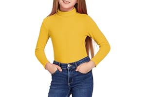 Arshiner Camiseta de Manga Larga para Niña con Cuello Alto, Básica y Suave, Camiseta Interior para Otoño e Invierno, Tejido Ligero, Tallas 4-14 Años