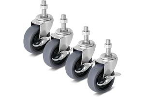 Caster-hjul 3-tums låsstjälkhjul, 1/2 tum – 33 x 1-1/2 tum (stjälkdiameter 1/2 tum, stjälklängd 1-1/2 tum) gängade stjälkhjul svängbara hjul set med 4 tunga hjul