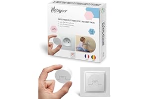 Kebyco Francia - Copriprese per bambini - Copertura presa elettrica per bambino senza chiave né aderente per innovazione fantastica protegge da polvere e spruzzi