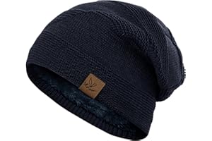 Vlazom Gorro de Lana Tejido para Hombre y Mujer - Gorro Cálido con Borde Doblado