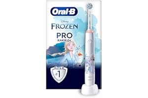‎ORAL-B Oral-B Frozen Pro Junior Szczotrczka Elektryczna Dla Dzieci Powyżej 6 Lat, Z Postaciami Z Filmu Kraina Lodu, 1 Wymienna Końcówka z Okrągłą Główką, Miękka Dla Dziąseł, 1 Ładowarka, Z Technologią Braun