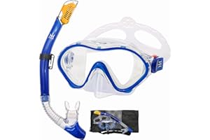HH HHAO SPORT Kids Mask Snorkel Set Snorkeling Packages, with Diving Mask, Dry Snorkel, Mesh Bag, Anti-Fog Anti-Leak Snorkeling Gear for Kids for Snorkeling Swimming Diving