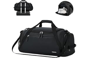 FIORETTO Mens Sports Gym Bag with Wet Pocket & Shoe Compartment,Travel Duffle Bag Overnight Bag with Padded Shoulder Strap, Water-Resistant Sports Holdall for Swimming
