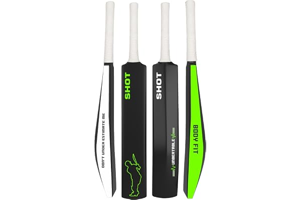 Bodyfit Cricket Bat Plastic Full Size Cricket Bat Lightweight Fiber, Hard Plastic, Anti-Slip Grip Ideal for Adults, Kids, Practice. (Bat-F-Green)
