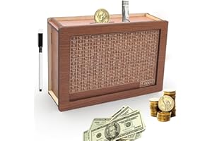 RUOXIXI Salvadanaio in Legno,Salvadanaio Obiettivo Risparmio 5000€,Salvadanaio con Numeri da Spuntare,Salvadanaio con Contatore,Riutilizzabile