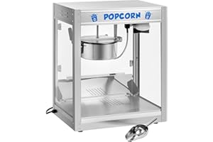 Royal Catering Popcorn Maker Professional (1350 W, ca. 6 kg/h, Stainless Steel, Non-stick Coating, incl. Plastic Shovel) Popcorn Machine