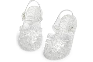CENCIRILY Toddler Girls Jelly Sandals Soft Rubber Sole Closed Toe Glitter Sparkle Summer Beach Holiday Princess Dress Up Shoes
