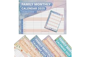 evelay Family Calendar 2025 Month to View 5 Columns A3 When Open Hanging Wall Planner Organiser (Marble)