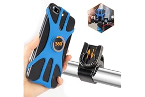 Rouclo Soporte para teléfono de Bicicleta, Soporte Universal Giratorio a 360°, Soporte para teléfono de Moto Compatible con iPhone 13/12/11/Pro MAX/Pro/Mini/SE/XS, Smartphone 4,5-7 Pulgadas (Azul-4)