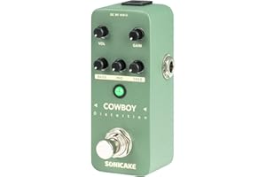 SONICAKE Distortion Pedal High-Gain Pedale d'effet pour guitare 2 modes Fréquence médiane de la distorsion normale True Bypass Cowboy Distortion