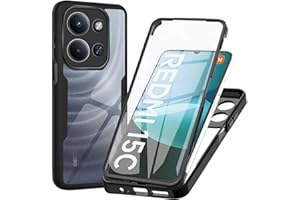 WeiCase Hülle für Xiaomi Redmi 15C 4G（EU）/ Poco c85, Transparent 360 Grad Rundumschutz Schutzhülle mit Integriertem Displayschutz Stoßfest Ultradünn Silikon Handyhülle für Redmi 15C 4G, Schwarz