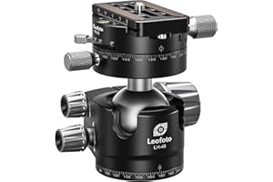 Leofoto Trípode de bola LH-40PR con plato panorámico doble y función de bloqueo