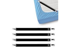 FEELATHOME 4 Stück Bettlaken-Klammern halten Bettlaken an Ort und Stelle, Eckbänder für Spannbettlaken, Matratzentücher, Greifer, Halter (4 Stück, Schwarz)