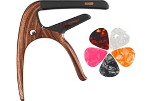 DIDA Capo for Acoustic Guitar, Electric Guitar, Ukulele and String Instruments, Guitar Capo with 5 Picks, Guitar Kapo, Guitar Clamp (Rosewood)
