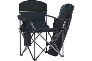 ‎HIGH POINT SPORTS HIGH POINT SPORTS Übergroßer Campingstuhl Faltbar Angelstuhl Tragbar 200KG Belastbar Klappstuhl mit Kühltasche Armlehne Getränkehalter Gepolstert Tragbar Campingsessel