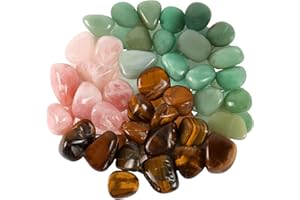 GEFIRE Pierres Naturelles, Pierres Précieuses de Guérison 300 g, Oeil de Tigre Pierre Naturelle, Rolling Stones Mixed Lucky Charms, Cadeaux, Artisanat, Décoration d'intérieur, Taille: 30-50 mm