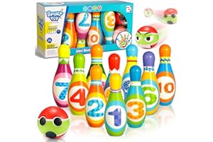 PQETBV Bowling Set Bambini Set 12 Pezzi, Bowling Set da Birilli per Bambini Esterno Interno, Giocattoli Regalo di Natale per Bambini Montessori Adatti a Ragazzi e Ragazze di 3, 4, 5, 6, 7 e 8 Anni