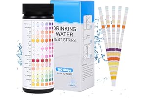 FORMIZON 100 Piezas Tiras de Prueba de Agua Potable, Prueba de Calidad del Agua para Agua del Grifo, 16 en 1 Kit de Prueba de Agua Potable, para Probar PH, Dureza, Cloro Libre, Alcalinidad