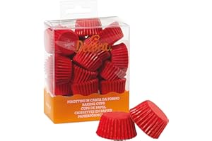 DECORA, 0339637 Pirottini Bon Bon Rosso, Comodissimi Pirottini in Carta da Forno, per Cuocere, Presentare e Regalare Bon Bon, Resistono fino a 220°, In comodo Blister, 200 pezzi.