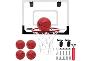 NTMAICHY Basketball Hoop for Kids, Wall Mounted Basketball Hoop Includes 4 Basketballs Pump and Net, Indoor Outdoor Toy Sport Games for Kids Boys Girls