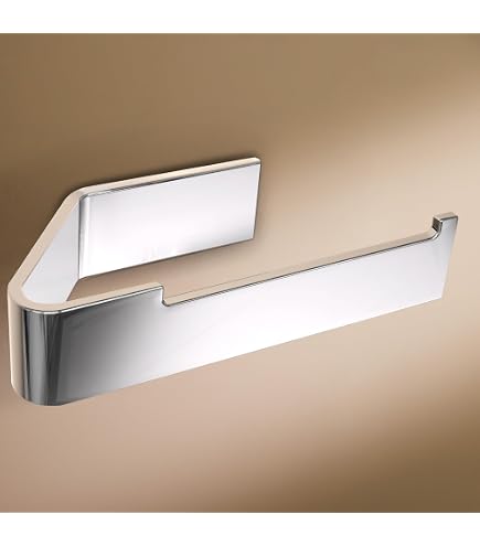 Bernstein Portarotolo Carta Igienica G501 In Acciaio Inox Cromato Con Ripiano In Vetro – Supporto Con Piano Per Smartphone, Montaggio A Vite O Adesivo