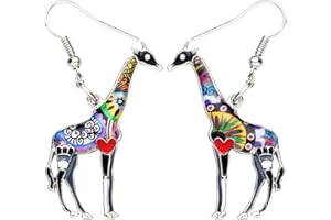 NEWEI Enamel Alloy Cute African Giraffe Earrings Dangle Drop Giraffe Jewelry for Women Girls Gift Charms