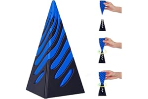 EHOTER Impossible Pyramid Passthrough Sculpture, Pass Through Pyramid Fidget Toy, 3D Printed Spiral Cone Toy Pyramid Passthrough Sculpture, Desktop Decor Souvenir Gift (Blue-L)